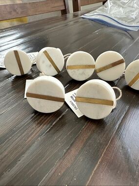 Boho Marble White and Gold Round Decorative Drawer Pulls